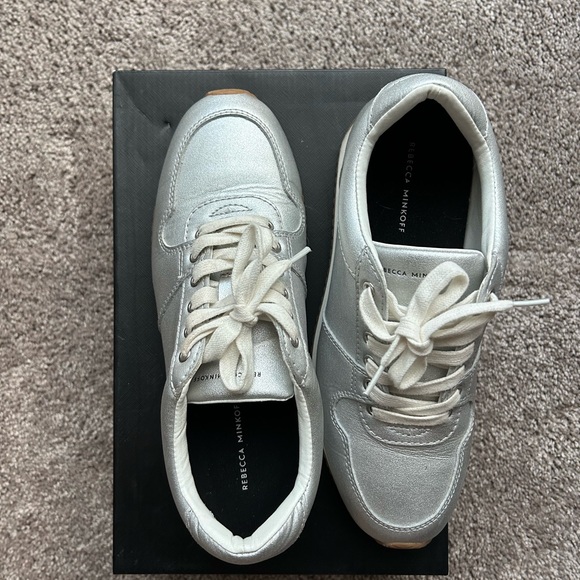 Rebecca Minkoff Metallic Silver Lace-Up Sneakers
